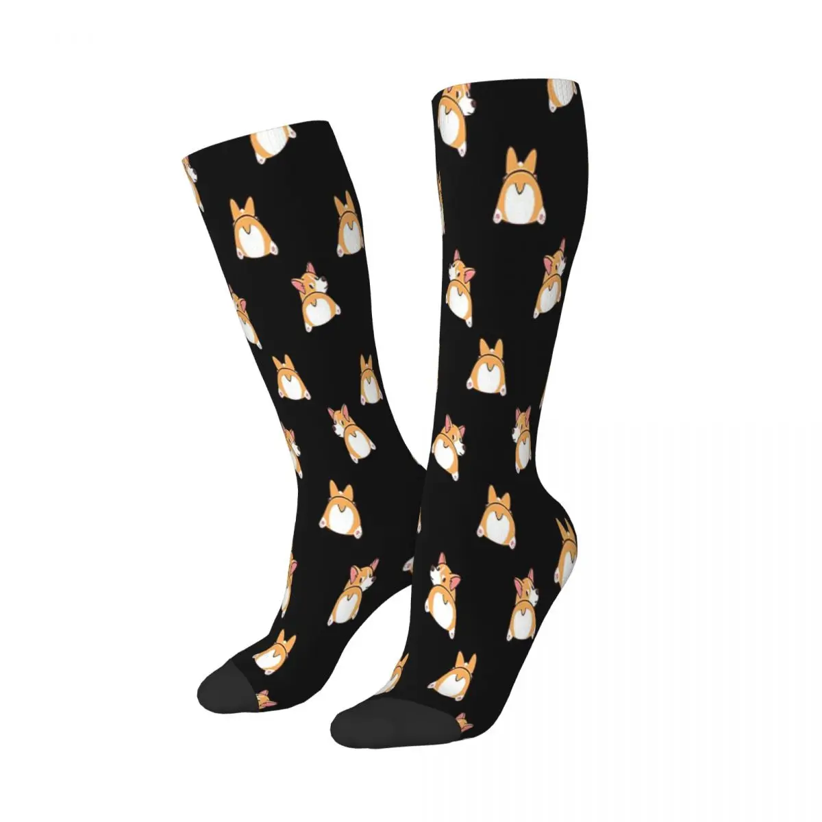 

Funny Cute Corgi Butt Pattern Dark Socks Harajuku High Quality Stockings All Season Long Socks Accessories for Unisex Gifts