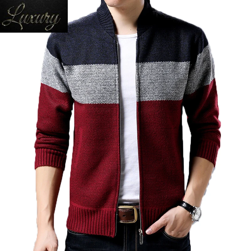 

Men's Sweater Jacket Cardigan Knitting Thick 2023 Wool Fleece Casual Sweaters Autumn Winter Warm Zipper Up Male