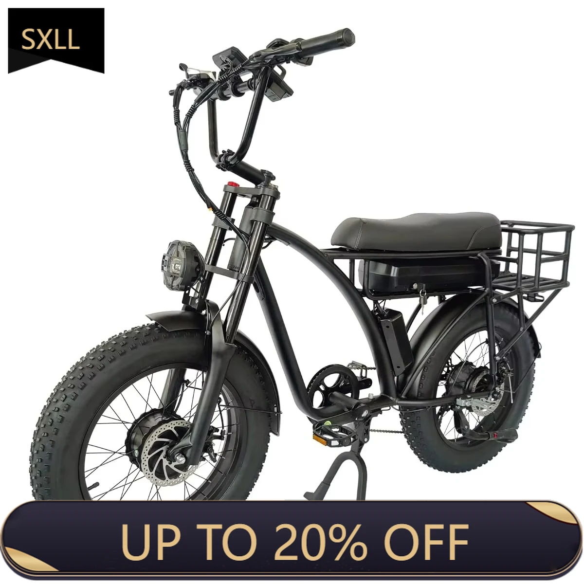 

SXLL Dual Brushless Motor Fat Tire Electric Mountain Bike with 48V 18AH Removable Battery