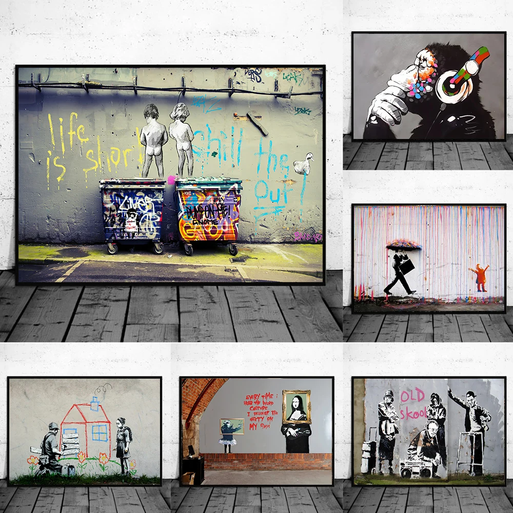

Banksy Graffiti Artwork Canvas Painting Modern Street Pop Art Posters and Prints Wall Pictures for Living Room Home Decoration
