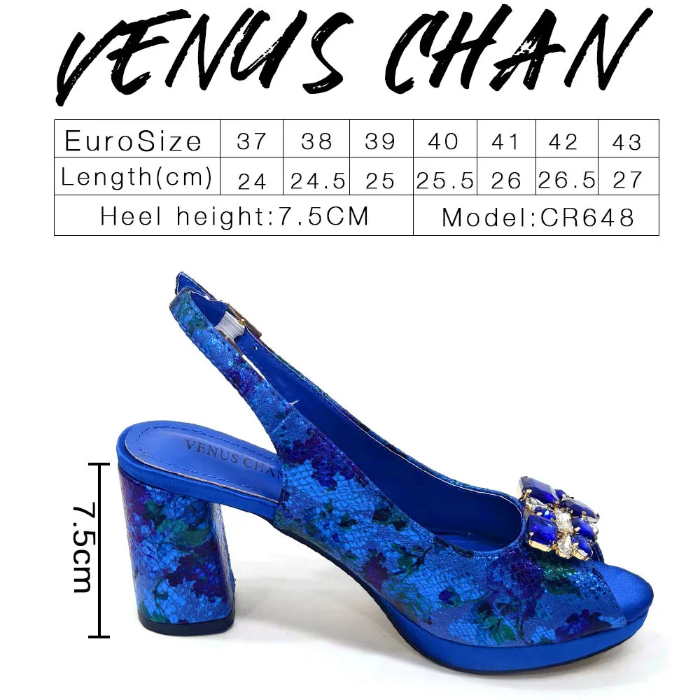 Design Italian Paisley Pattern Blue Color Women's Shoes and Bags Matching Party Fashion and Comfortable Heel Shoes