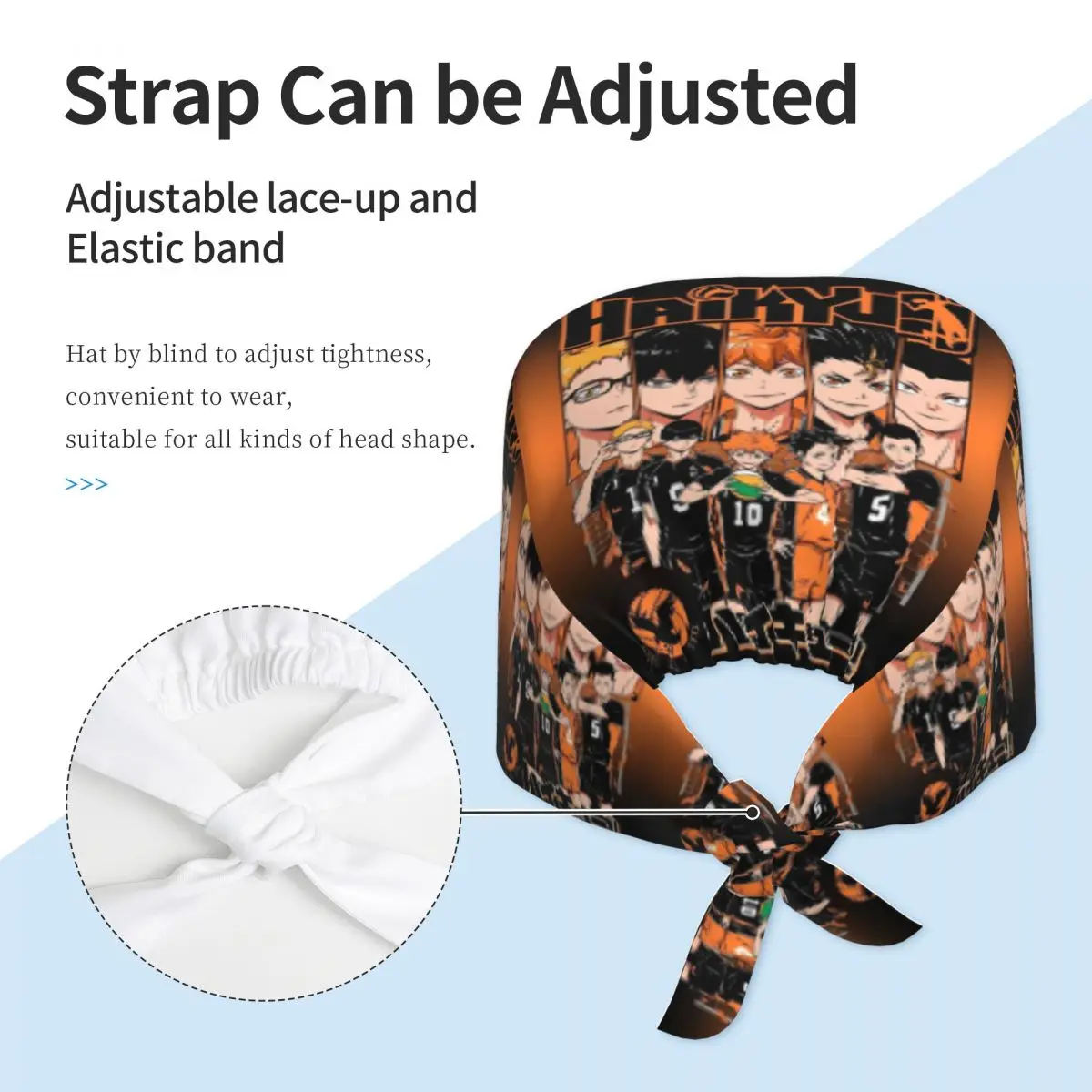 Gorro de trabajo ajustable personalizado de película H-Haikyuues, gorro quirúrgico para hombres y mujeres, gorro quirúrgico para enfermería, médico y cirujano para Chef