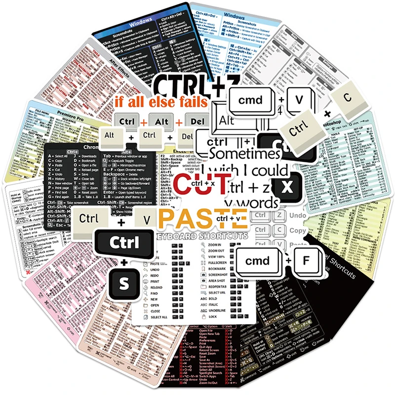 30Pcs Sneltoets Tips Waterdicht Computer Sticker Diy Sneltoets Sticker Voor Laptop Desktop Office Sticker Student Gift