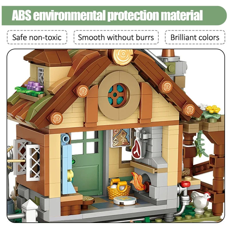 Funny 899pcs Mini City Friend Farm House Building Blocks Windmill Architecture Bricks Figure Educational Toys for Children Gifts