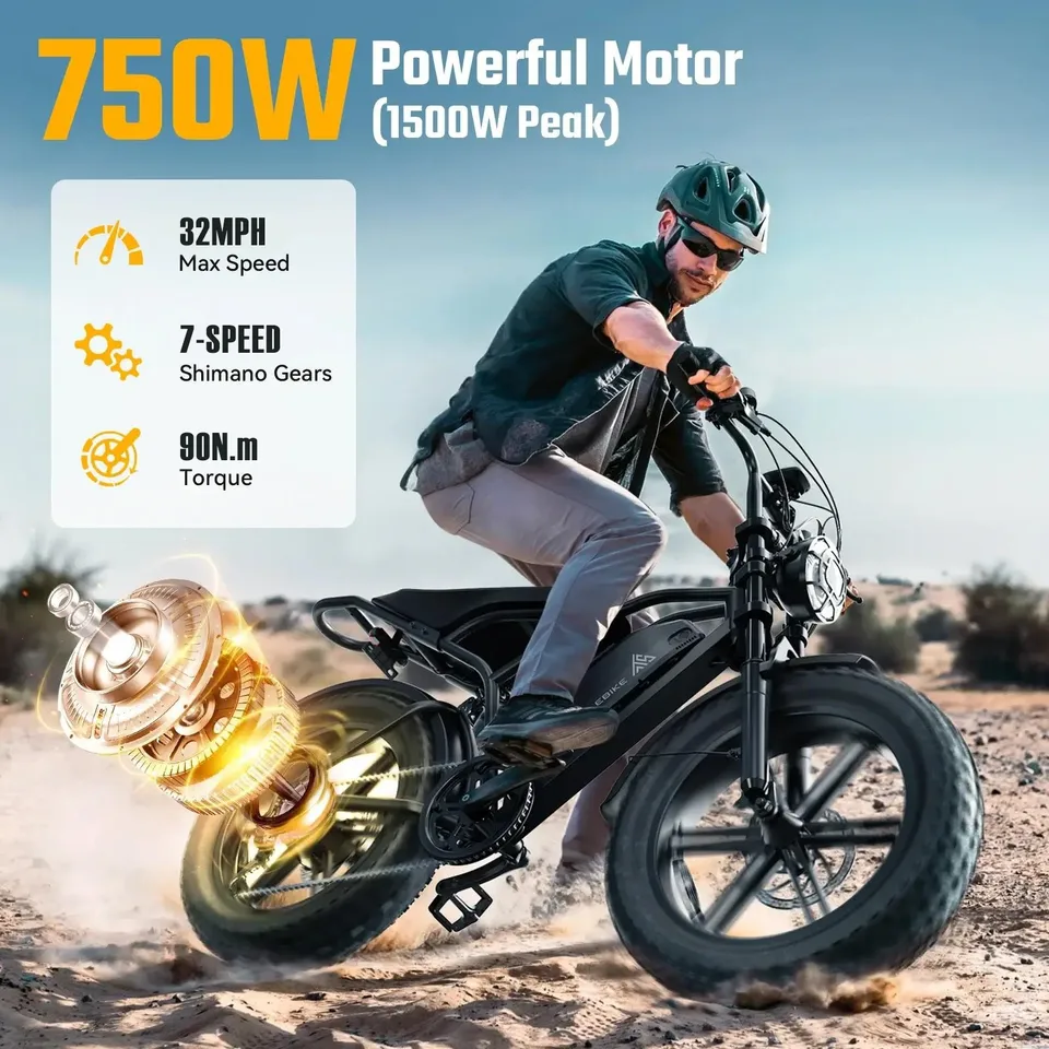 R002 48V/15AH Dual Suspension 20" Fat Tire Electric Bicycle Adult Ebike NEW image 3