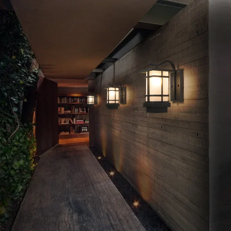 New Chinese Style Outdoor Wall Light Balcony Aisle Door Wall Light Outdoor Retro Waterproof Home LED Garden Wall Light