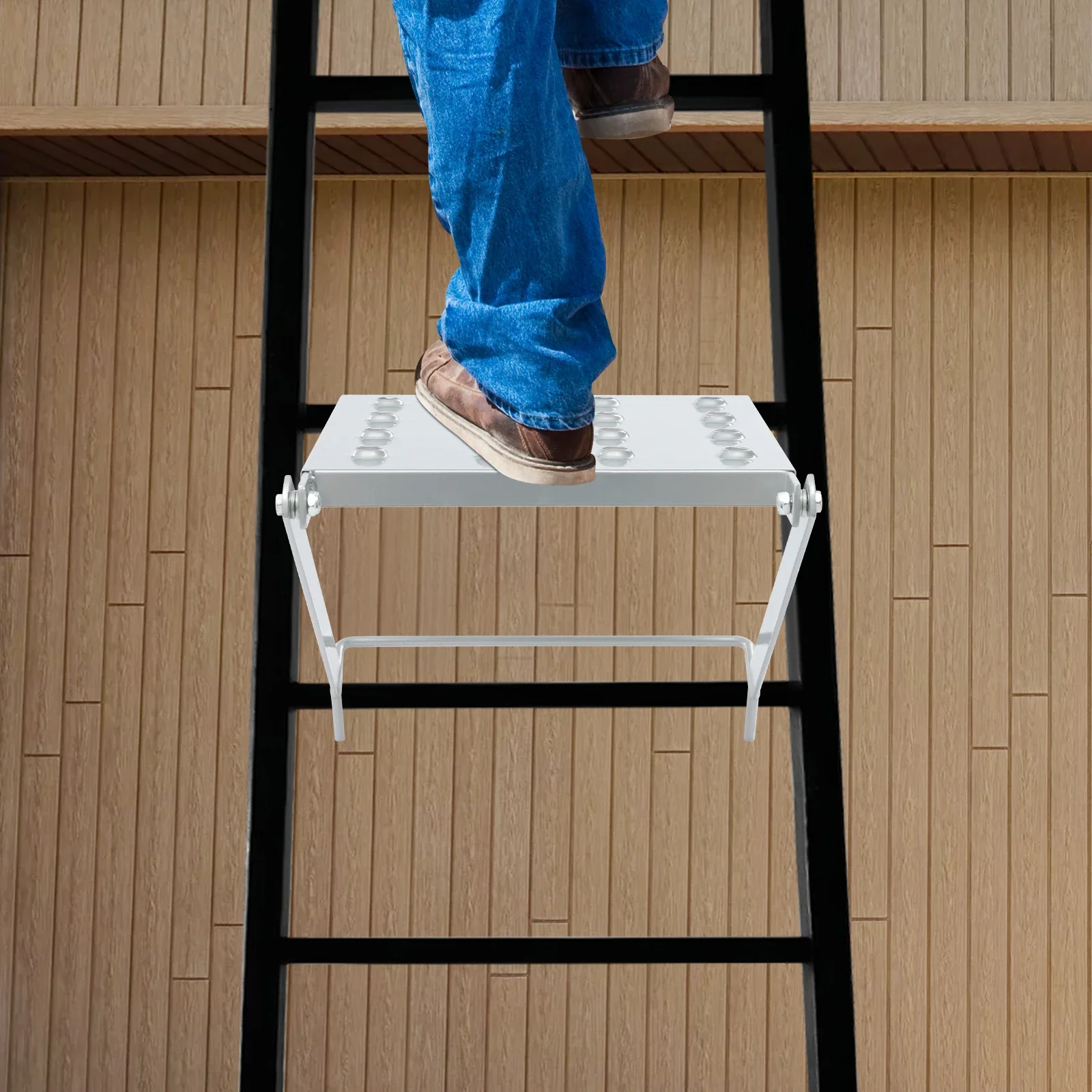 Aksesori Platform Kerja Tangga, Kapasitas Penahan Beban 150Kg, Tangga Besi Kokoh, Ringan 5,25 Lbs Mudah Dipindahkan, 26.5*35*43.5Cm