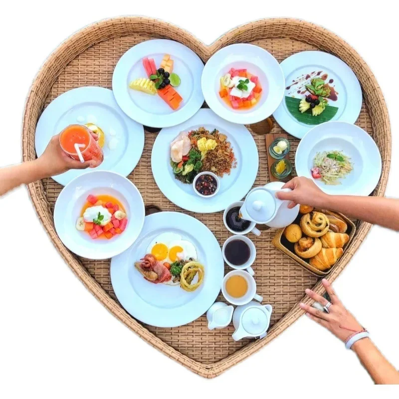 b3 Breakfast Fruit Drink Floating Tray Hotel Homestay Water Rattan Basket Dining Plate Outdoor Leisure