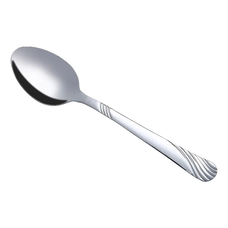 Swirl Stainless Steel Adult Dinner Spoon, 4-Piece Set, Silver