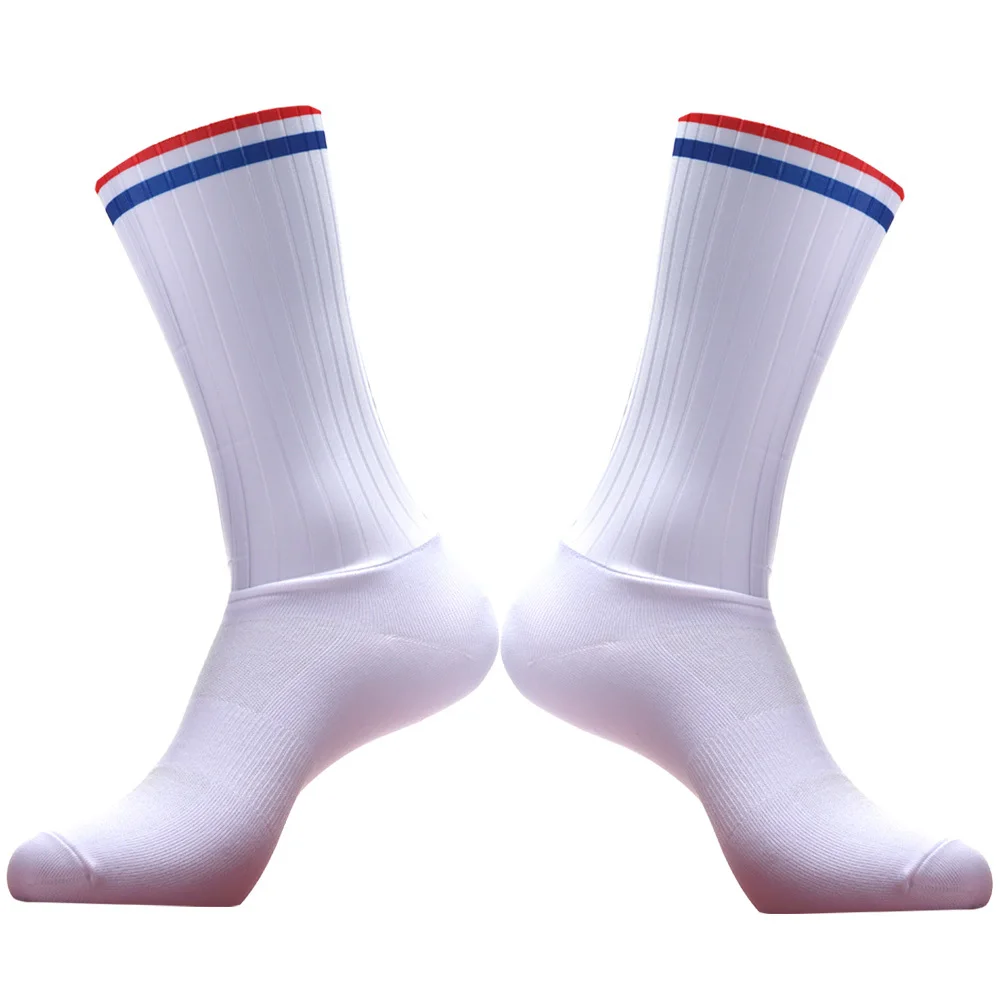 Pro Team Aero Striped Cycling Socks Non-Slip Seamless Silicone Running Sports Road Bike Socks