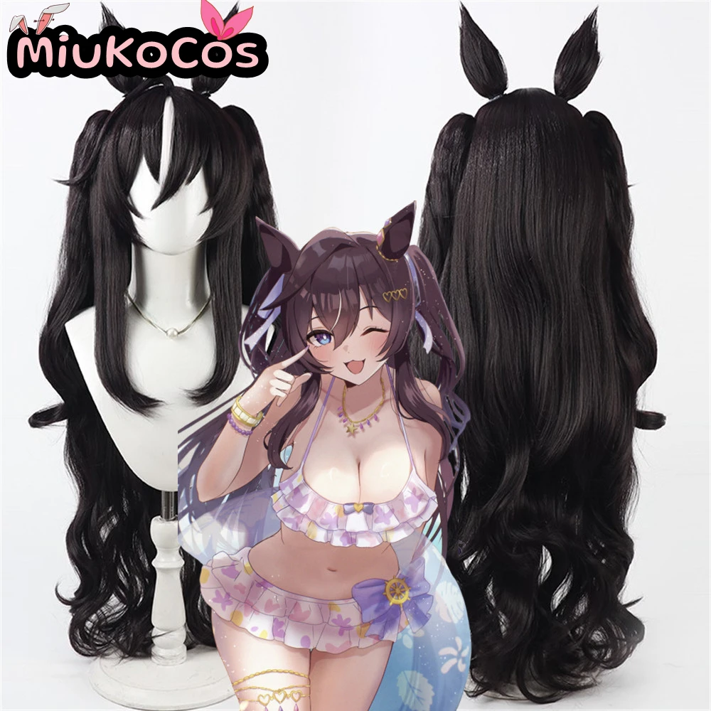 

IN STOCK ヴィブロス Swimwear Vivlos Cosplay Wig With Ears and Tail MiukoCosplay Umamusume:Pretty Derby Cosplay Dark Brown Wig