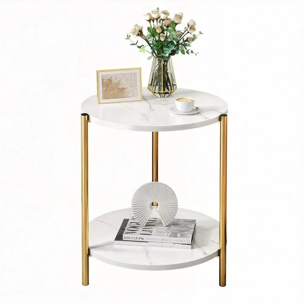 

DoubleTier Round Side Table, Minimalist Accent Table, DualPurpose Indoor Outdoor Table With Metal Reinforcement, Easy Assembly