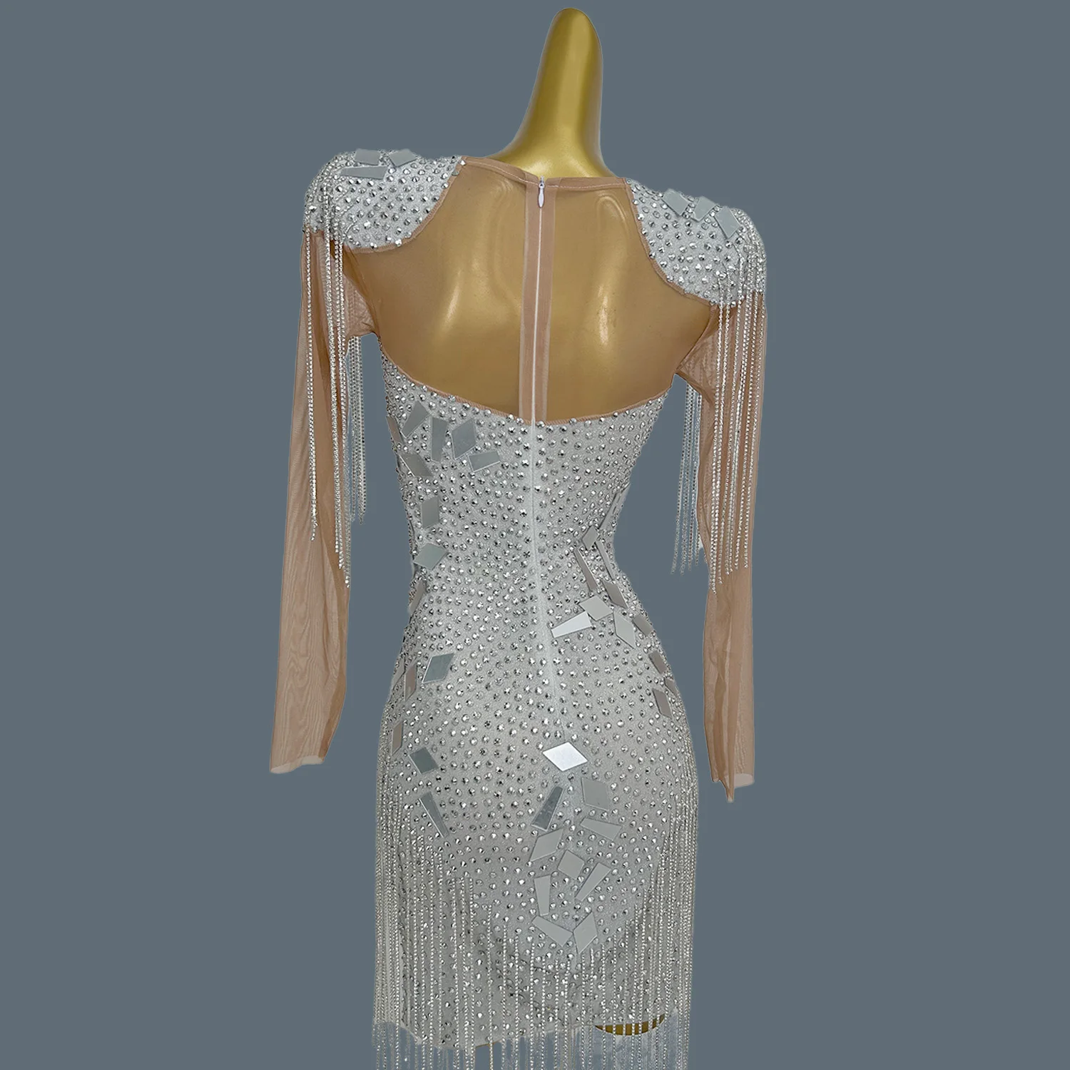 Vestido Saias Sparkly Crystal Sequin Tassel Dress Bridesmaid Wedding Birthday Party Dress Women Bodycon Club Prom Dresses Yintai