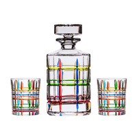 Custom Logo Handmade Crystal Wine Whiskey Tequila Decanter Set Gift Box with Square Lead Stone Glasses