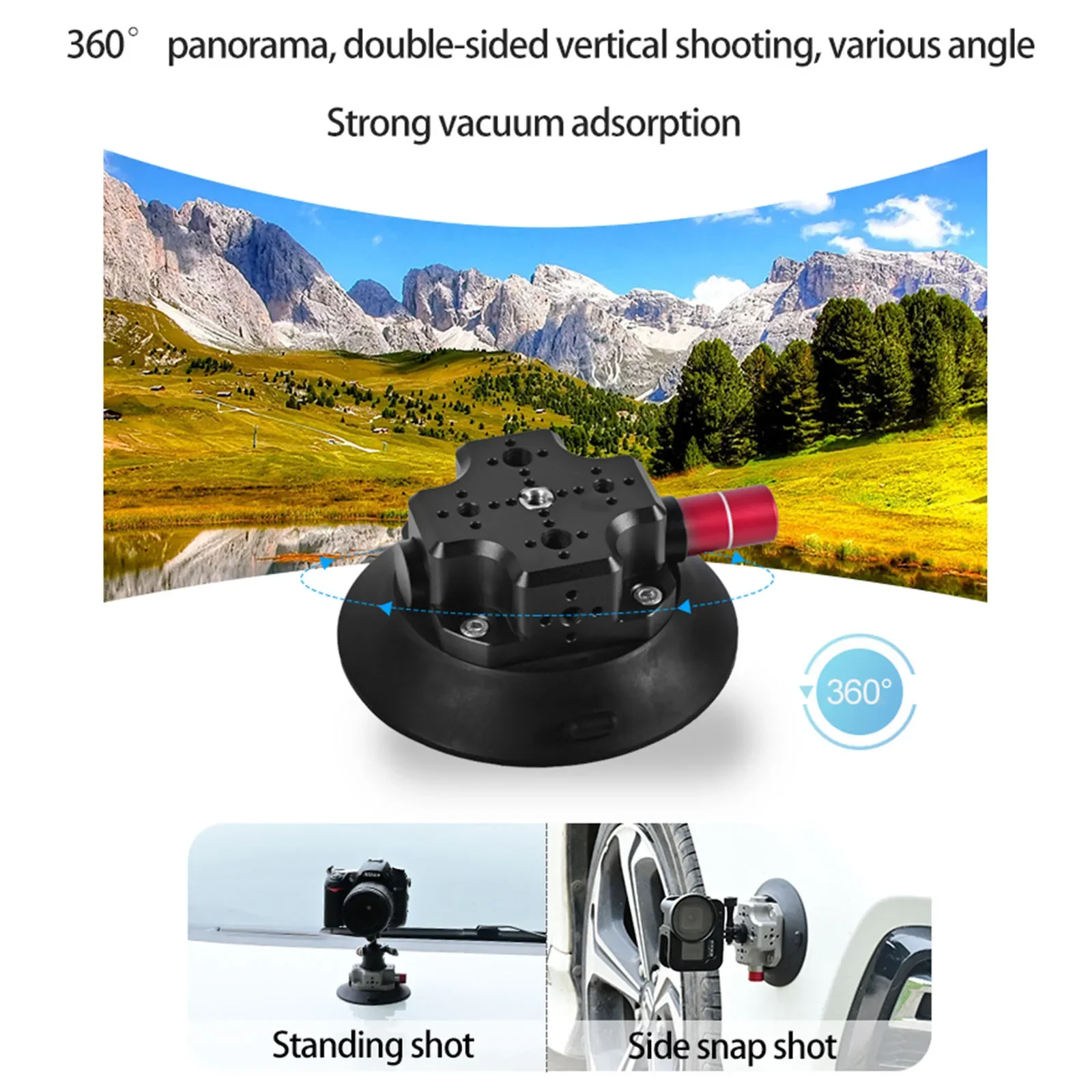 

Vacuum Car Suction Cup W/ ARRI Locating Hole Aluminum Alloy Strong Sturdy Car Sucker for GoPro Insta360 Action Camera