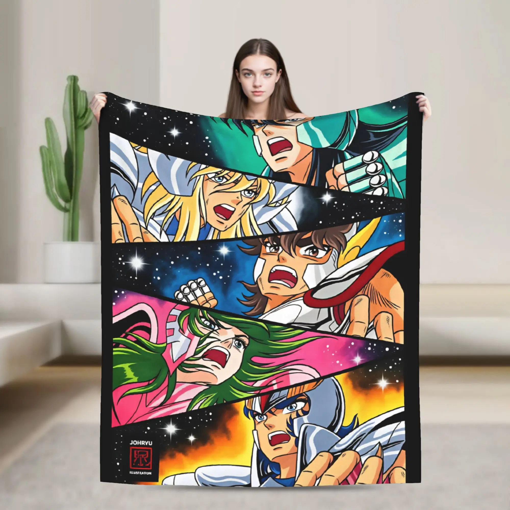 Super Warm Blankets Travel Office Saint Seiya Gold Saint Bedding Throws  Flannel Bedspread For Bedroom Fluffy Sofa Bed Cover