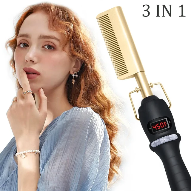 ストレートとアフリカのウィッグ用ストレートナー,フラットヘアアイロン,高速加熱,ストレートブラシ,カーラー,スタイラーツール - AliExpress