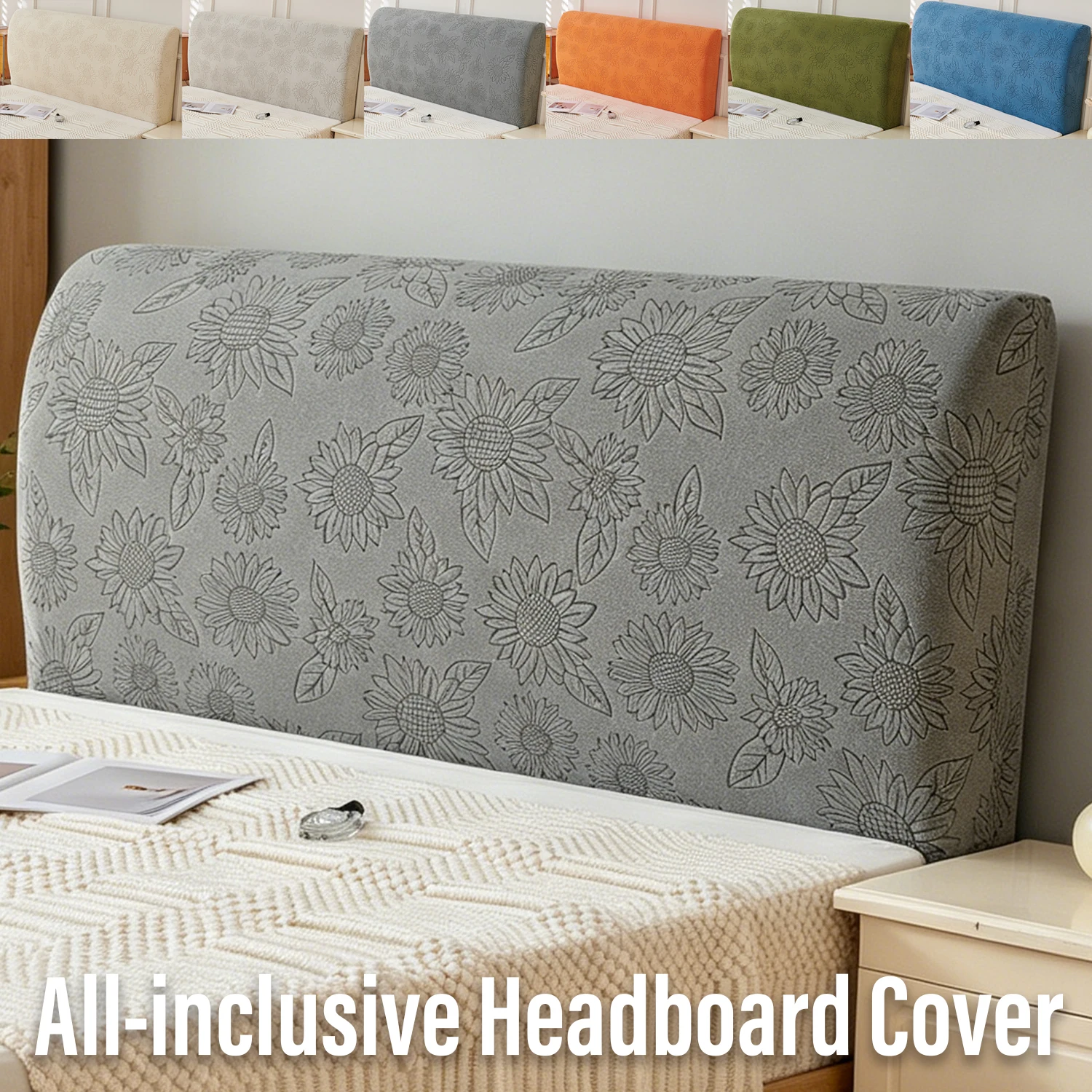 All-inclusive Jacquard Stretch Bed Headboard Cover Removable Backrest Cover All Seasons Elastic Full Cover Furniture Protector