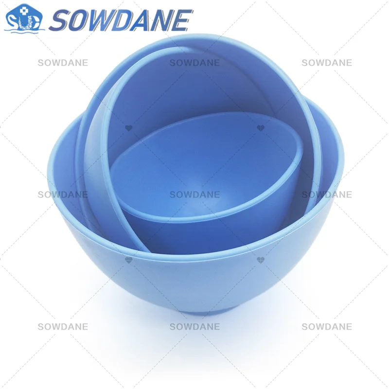4pcs Dental Lab Silicone Flexible Rubber Mixing Bowl Material Spatule For Oral Hygiene Teeth Whitening Tool Blue Color
