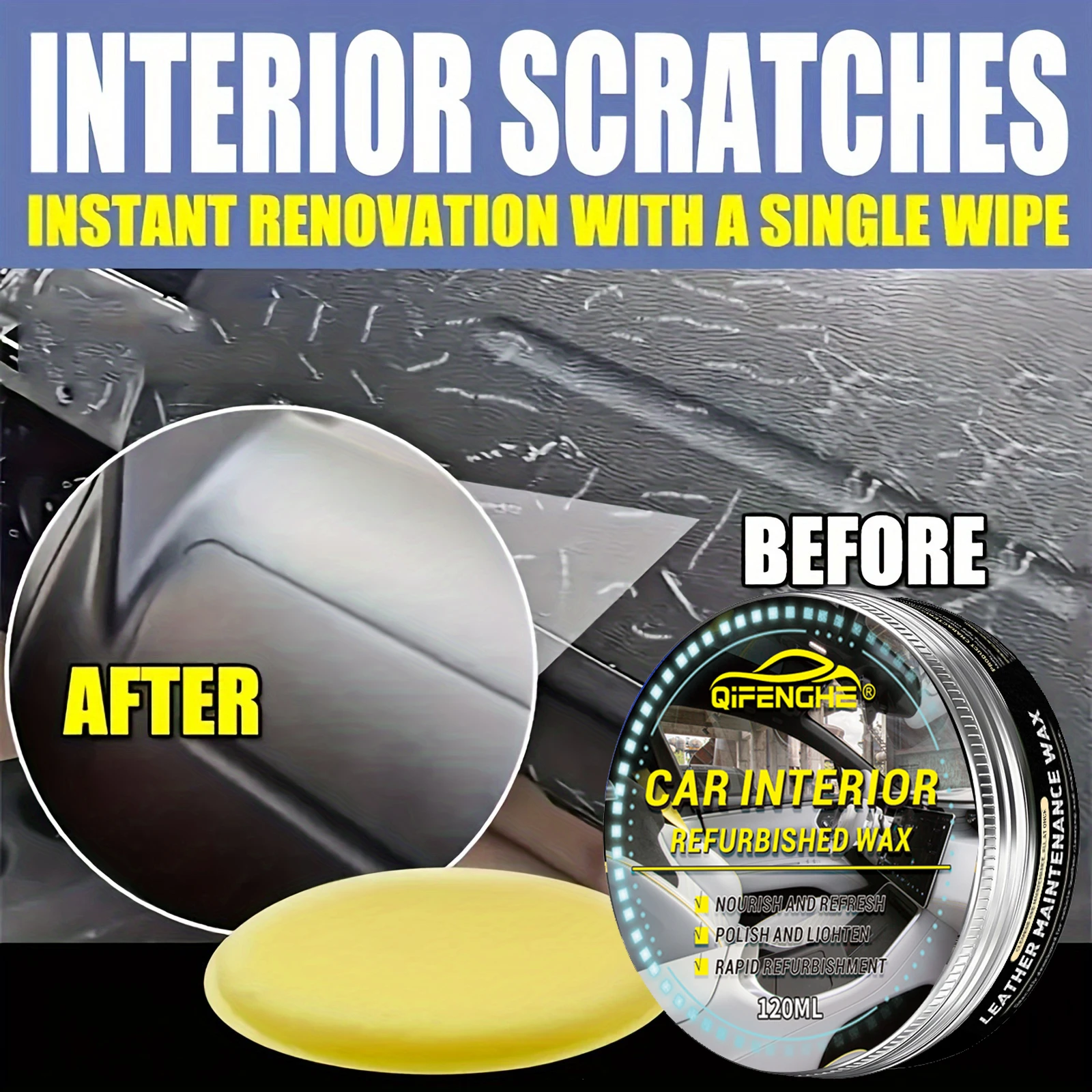 

Воск для ремонта салона автомобиля — средство для ремонта пластиковых деталей, защита шин и блеск, средство для восстановления отделки автофургона, антивозрастная глазурь для обслуживания