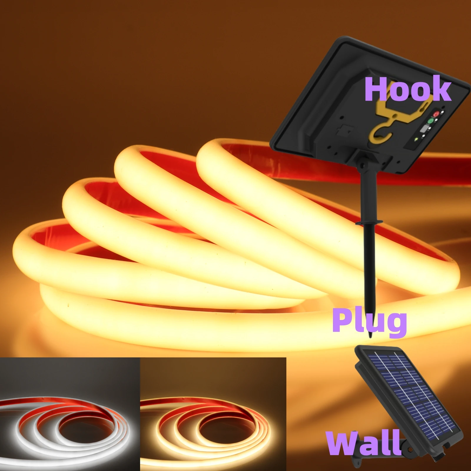 تيار مستمر 24 فولت COB شرائط ضوء النيون الشمسية 320 المصابيح 480 المصابيح عالية الكثافة الإضاءة الخطية IP67 IP68 مقاوم للماء في الهواء الطلق الدافئة الأبيض الطبيعي