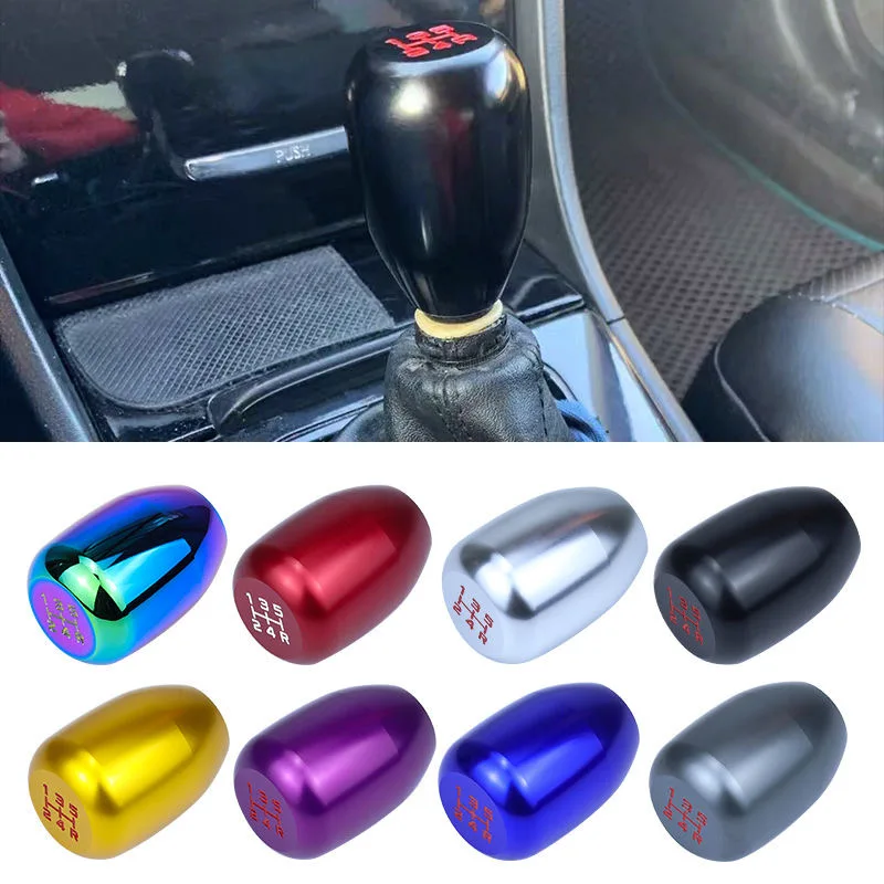 5 6 Speed Car Aluminum Manual Shifter Lever Gear Shift Knob AT MT Round Shape Knobs Fit For Honda Toyota Nissan Mitsubishi Ford