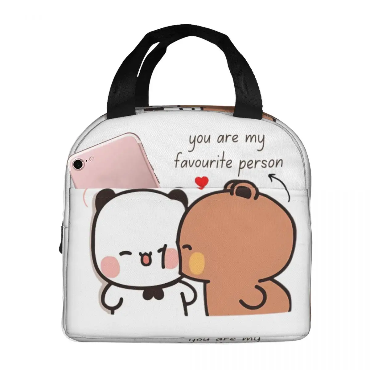 You Are The Only One I Want By My Side BuBu DuDu Thermal Insulated Lunch Bags Women Peach Goma Portable Lunch Container Food Box