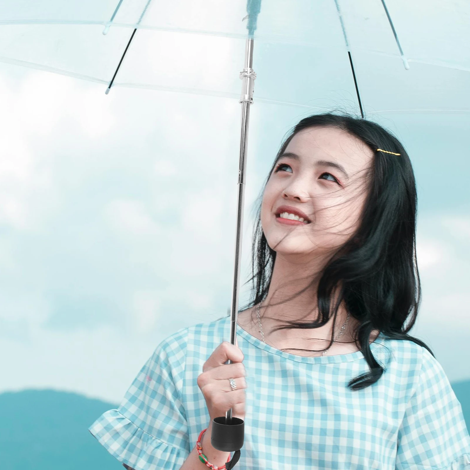 

Telescopic Pole Sturdy Uv Umbrella Shaft Replacement Compact Foldable Umbrella Rod Replacement Parts For Daily Use Durable Shaft