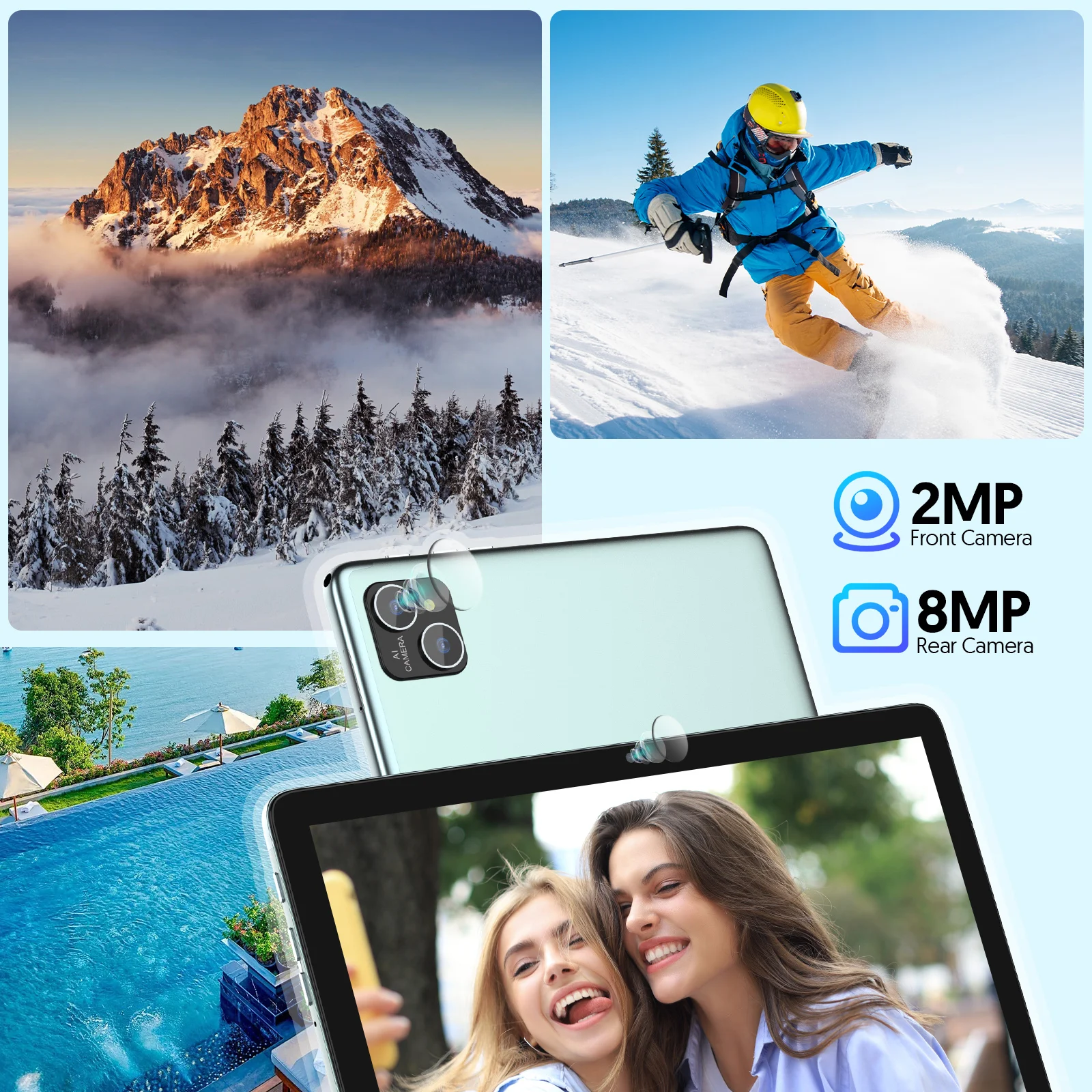Tablet Android 14, con tastiera, mouse, custodia protettiva, stilo, 8(4+4) GB+128 GB, processore octa-core, certificazione GMS
