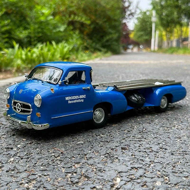 IVY 1:18 1954 fo Benz Silver Arrow Transport vehicle trailer Blue Wonder Car model Alloy car mould Send to a friend Holiday gift