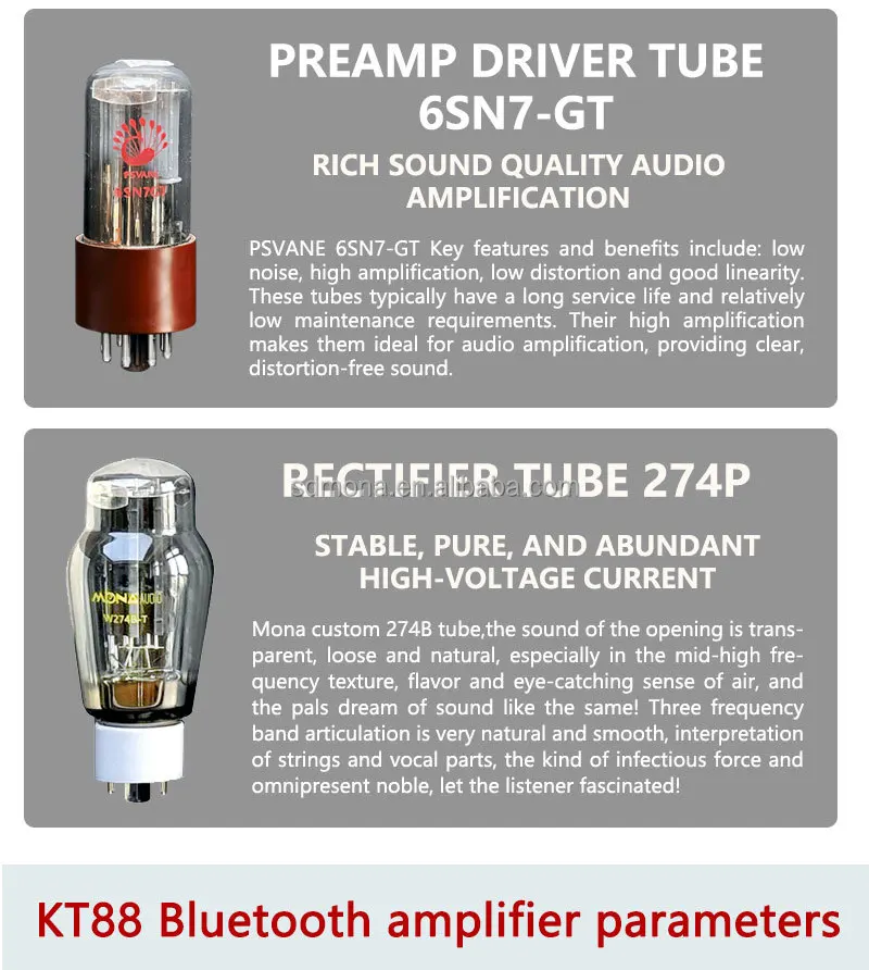 18W+18w 2.0Channel Home Cinema Amplifier with KT88*2 Tubes for Hi-Fi Stereo Durable Mirror-Finish Aluminium Construction