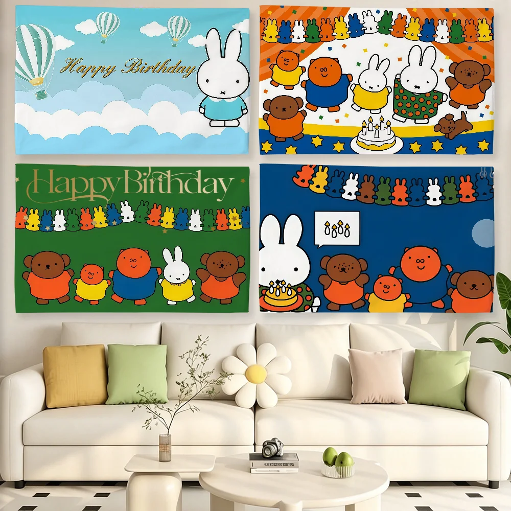 Cartoon M-Miffy Flag For Living Room Home Dorm Decor Wall Outdoor Camping Party Banner Gifts