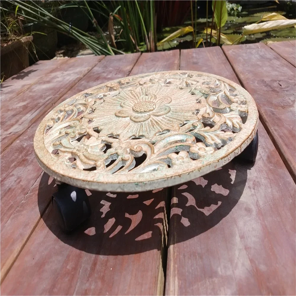 Cast iron universal wheel mobile  tray flower pot holder stand gardening garden