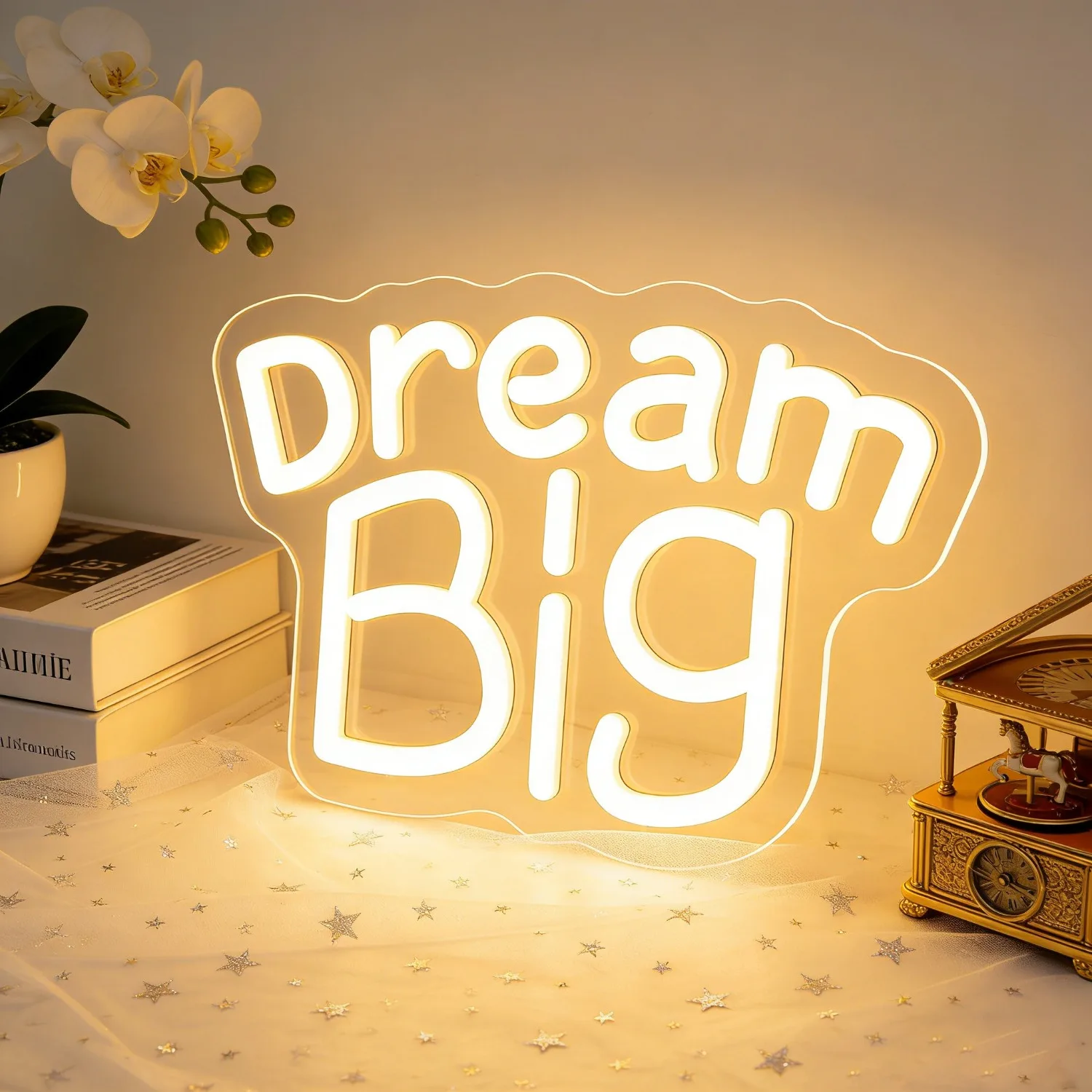 

Светодиодная неоновая вывеска «Мечтай великими мечтаниями» для спальни, гостиной, домашнего офиса, вдохновляющий мотивационный настенный декор, ночник, креативный подарок