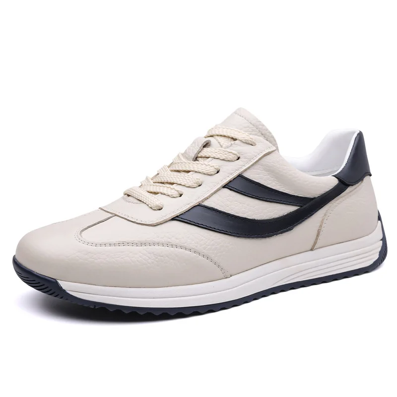 

New Designer Cow Leather Sneakers for Men Fashion Lace Soft Sole Casual Shoes Male Sports Board Shoes Man Zapatos De Hombre