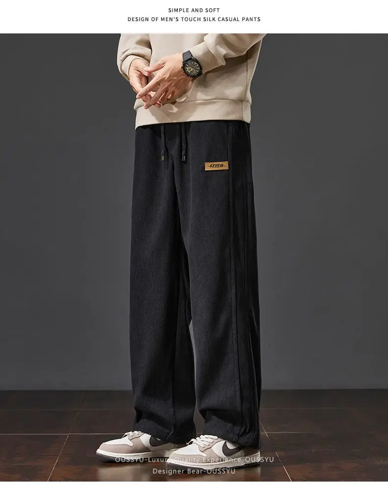 Herren-Cordhose für Herbst und Winter, locker geschnitten, gerade, mit Kordelzug, elastischem Bund, Streetwear-Mode, Baggy, lässige Hose, braun – Detail 11