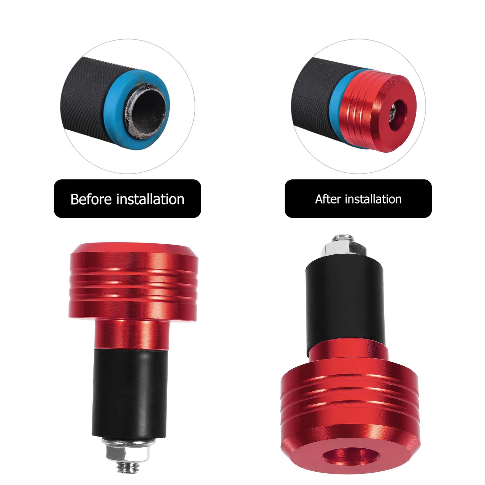 

1 Pair Motorcycle Handlebar End Plugs Stylish Durable Replacement Bar Ends For Cycling Motorbike Threaded Design Sturdy Hard