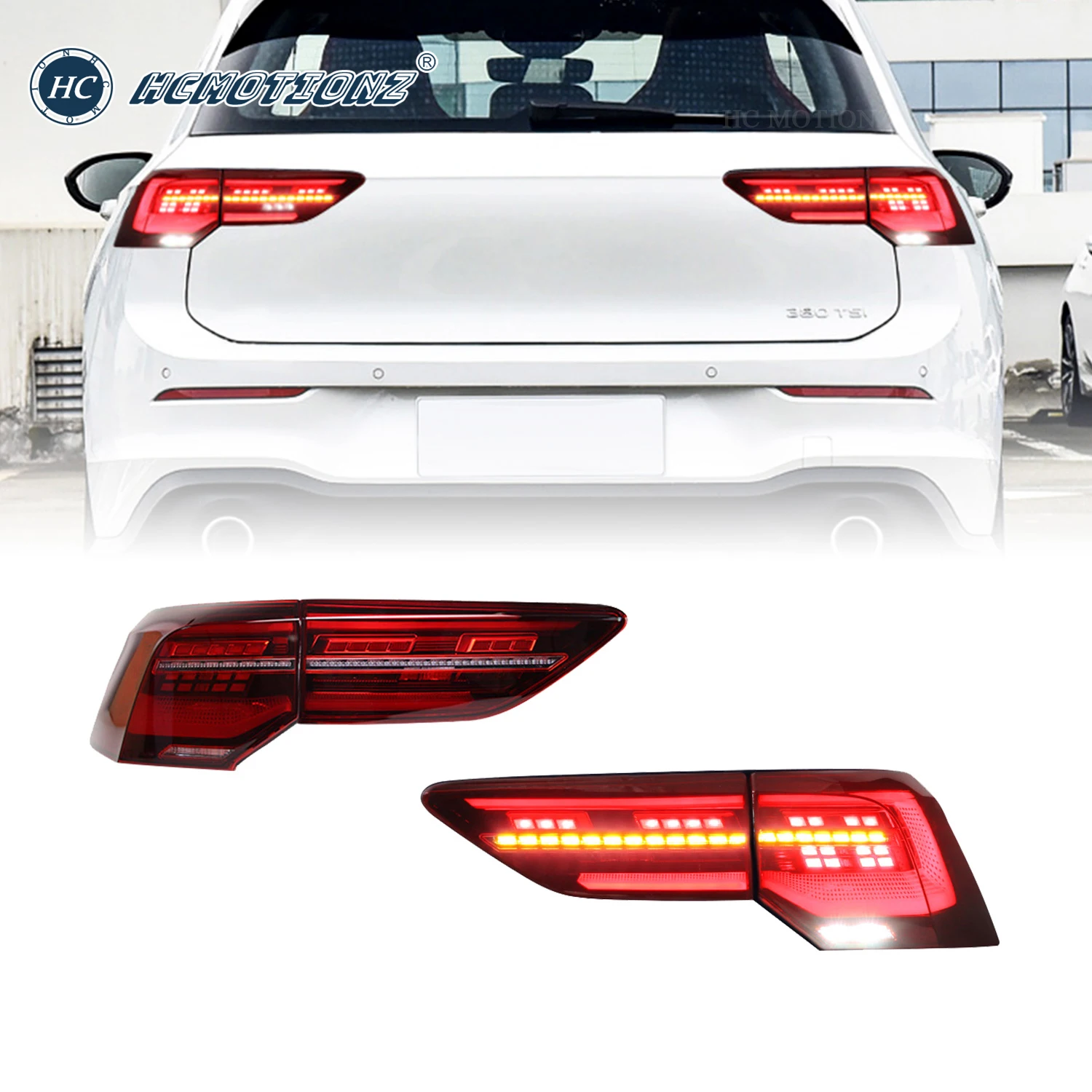 HCMOTIONZ Tail lights for Volkswagen MK8 2022 VW Golf 8 LED Rear Lamps Car Accessories Fog Brake Light DRL Dynamic Turn Signal