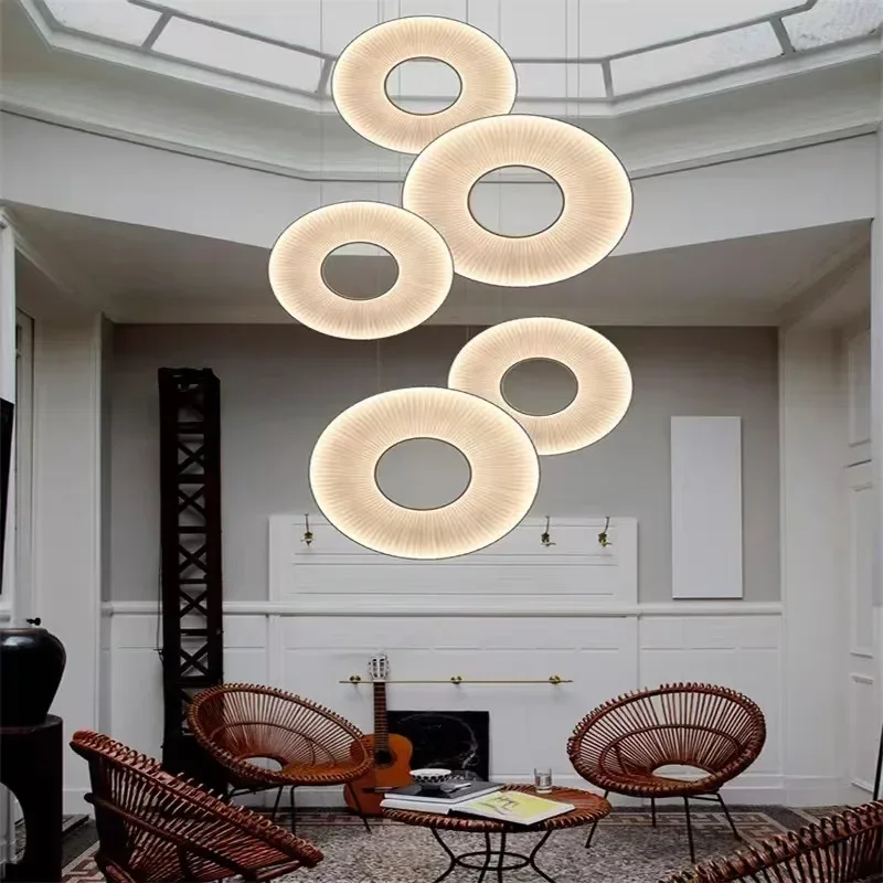 Imagem -05 - Modern Circular Led Luzes Pingente Sala de Estar Sala de Jantar Tabelas de Comida Designer Lustre Decoração de Casa Luminária Pendurada