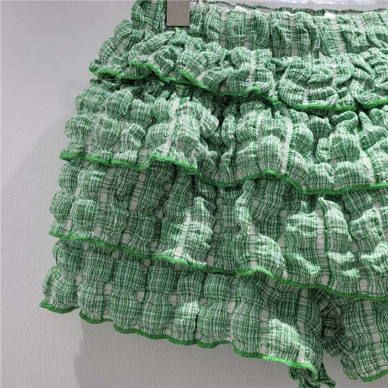 2025 Spring and Summer New Design Sense Niche Age Reduction Layers of Fungus Edge Cake Short High-waisted Pants Skirt For Women