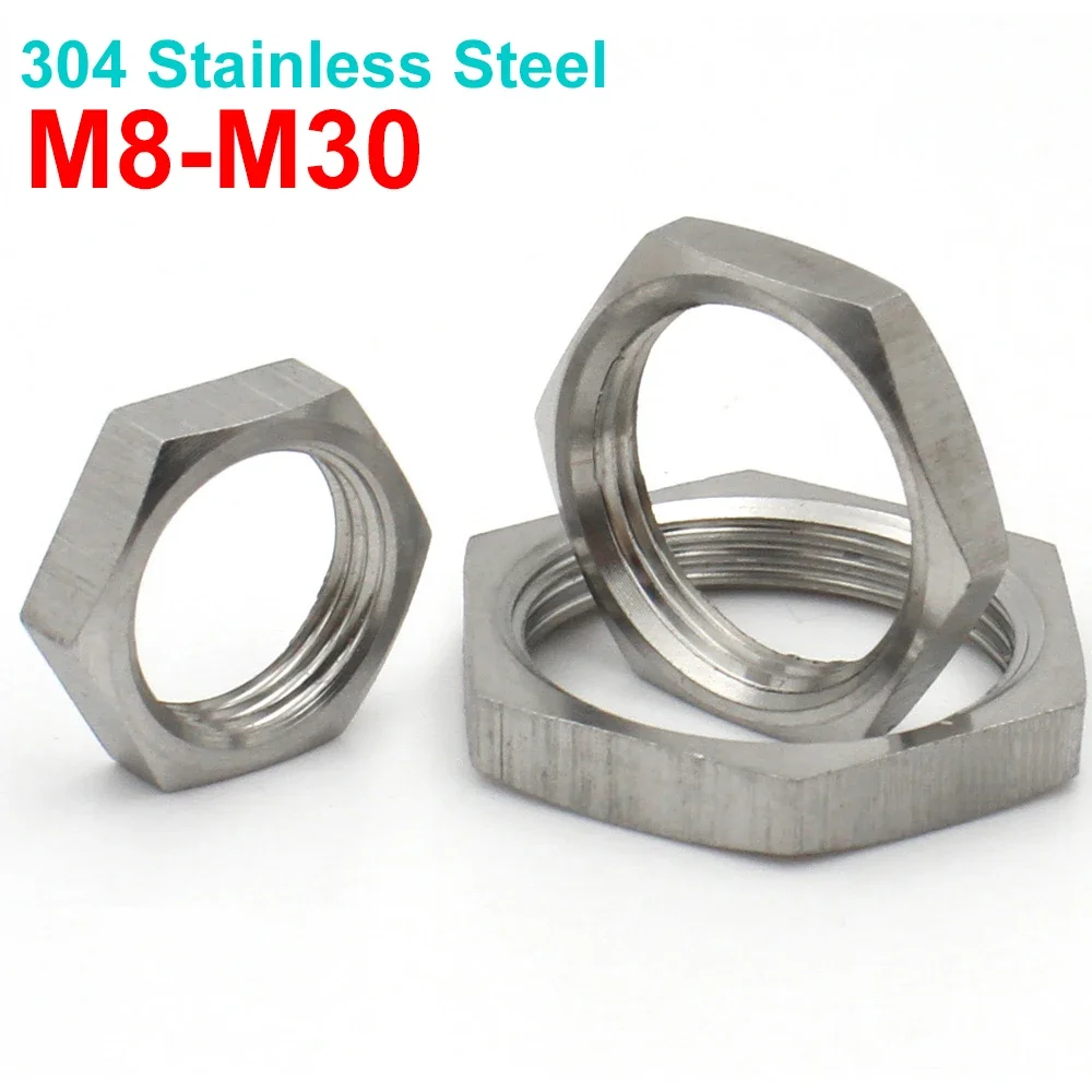 

5/10pcs M8 M10 M12 M14 M16 M18 M20 M22 M24 M25- M30 304 Stainless Steel Metric Hex Lock Nut Pipe Fitting Female Pitch 1mm 1.5mm