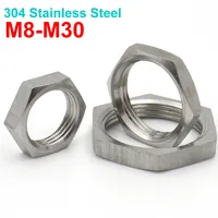 5/10pcs M8 M10 M12 M14 M16 M18 M20 M22 M24 M25- M30 304 Stainless Steel Metric Hex Lock Nut Pipe Fitting Female Pitch 1mm 1.5mm