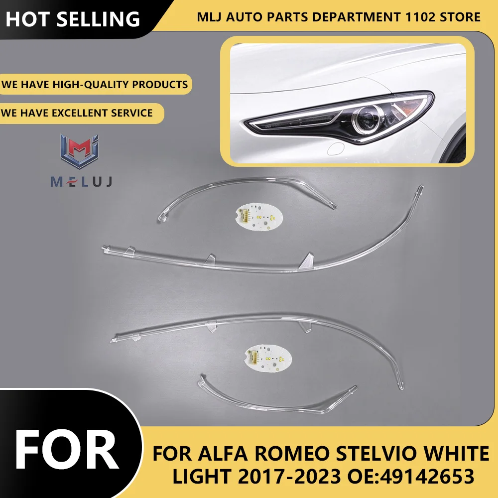For Alfa Romeo Giulia 2017-2023 White Headlight Tube Light Guide Strip Daytime Running Light Source Chip LED Board DRL Angel Eye
