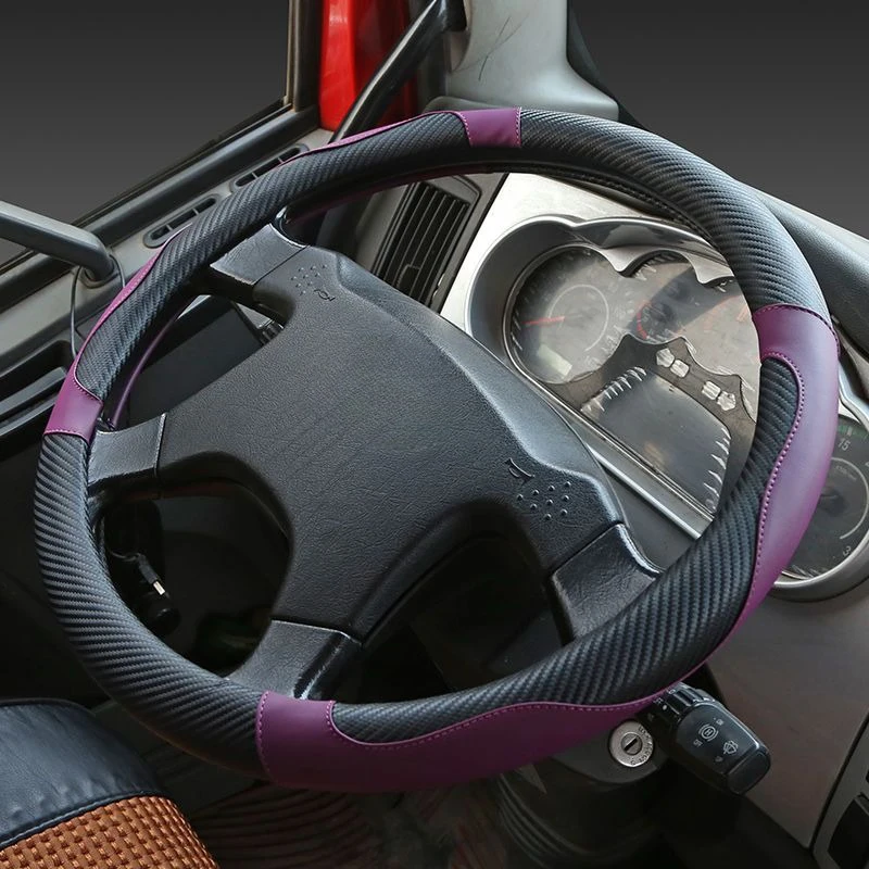 Truck Lorry Van Bus Carbon Fiber Leather Steering Wheel Cover for SANY SCANIA IVECO ISUZU Volvo MAN Renault DAF Hino TATRA