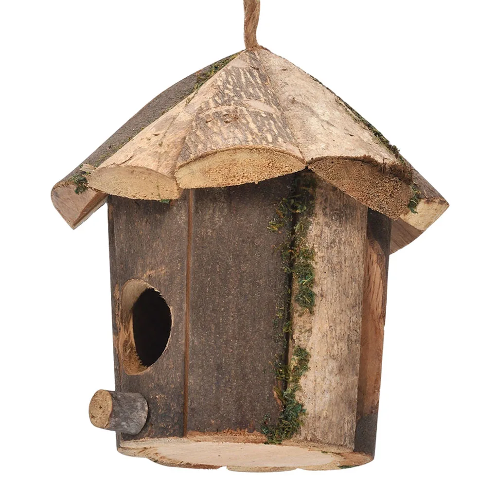 Complete Kit Hanging Wooden Bird House Garden Flower Decor for Outdoor Birds Accessories