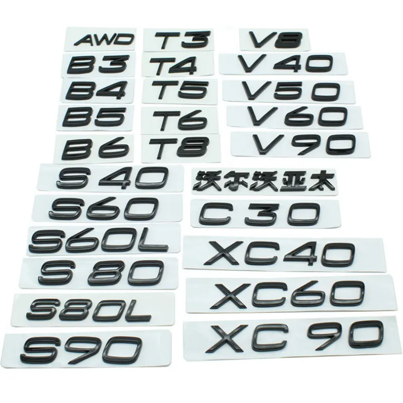 

T B V XC S L AWD number car stickers for Volvo AWD T3456 B4 XC40 body retrofit displacement digital rear trunk decoration decals