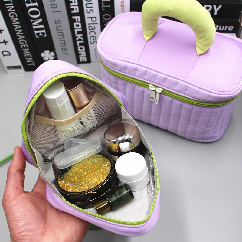 New ins style Candy Color Cosmetic Bag Large Capacity Female Portable Handbag Skincare Organizer