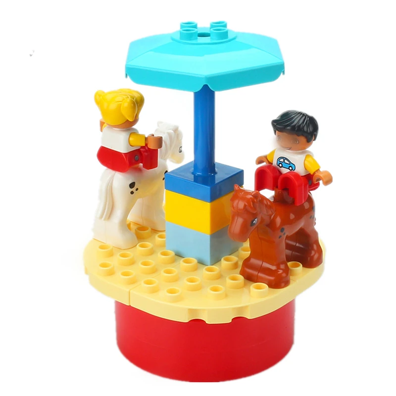 Big Building Blocks Compatible Large Bricks Seesaw Carousel Amusement Park Series Educational Creative Toy Children Kid Toys