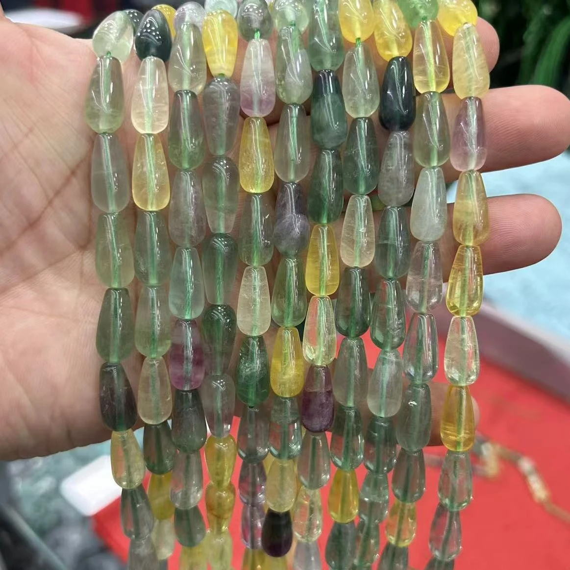 Large Irregular heart water droplet Natual Crystal Quartz Colourful Fluorite Nugget Beads For DIY Jewelry Making