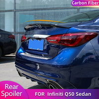 Car Rear Trunk Spoiler Wing For Infiniti Q50 Sedan 4 Door Sport Standard 2014-2019 Trunk Spoiler Wing Carbon Fiber / FRP Black